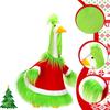 Red Xmas Santa Holiday Costume Christmas Mrs. Claus Goose Outfit Dress for 23" Cement Outdoor Patio Statue Decor