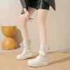 Толстые белые женские сапоги 2024 года, осенние сапоги с круглым носком, эластичные рыцарские сапоги, молния сзади, повседневные короткие женские туфли-ботинки, высокие