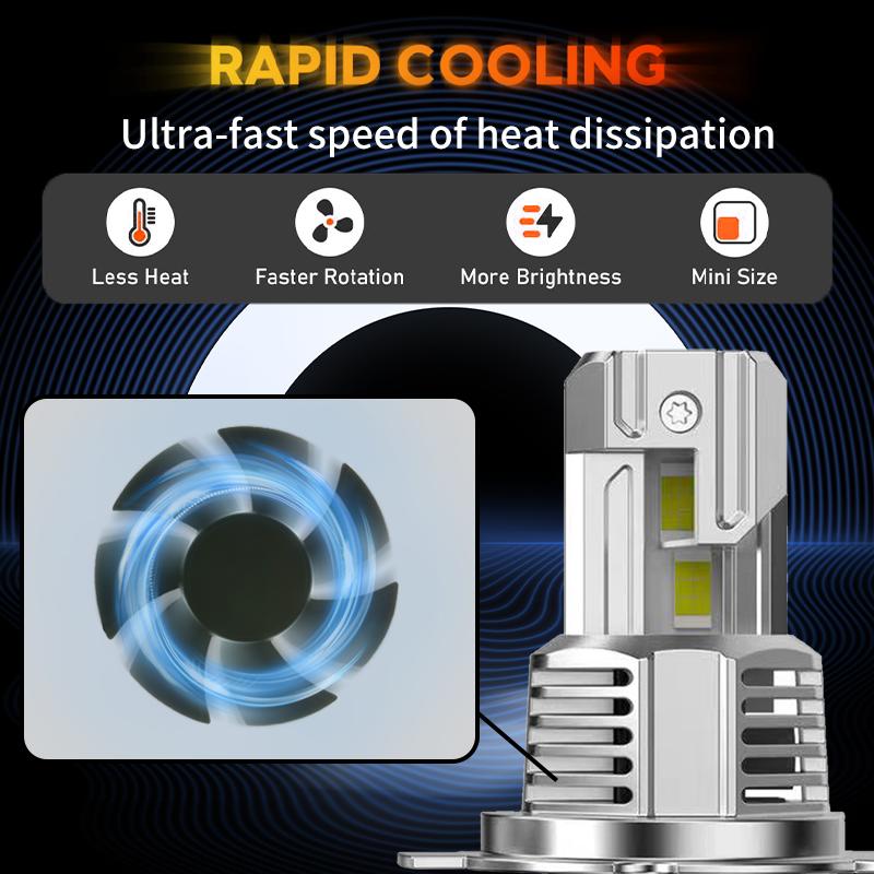 2 шт. Высокомощная автомобильная фара H4 12 В 80 Вт 12000 лм, светодиодная лампа для авто, турбо, белая, дальнего и ближнего света, автомобильная галогенная лампа