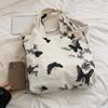 Yogodlns Холщовая кружевная сумка с вышивкой бабочки, большая вместительная универсальная сумка на плечо для женщин, дорожные сумки-тоут для покупок