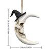Halloween Pendant Decoration Skull Face Moon Hanging Decor Resin Moon Pendant with Hat for Halloween Wall Decor Skull Crescent