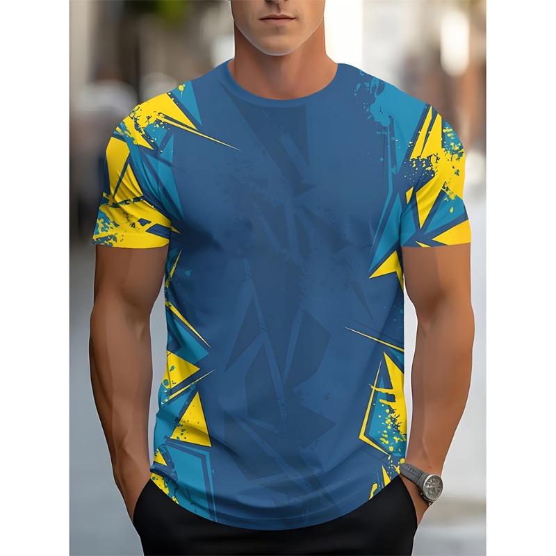 Men's Abstract Graphic Print T Shirt Short Sleeve Casual Summer Tee 3D Design Streetwear Top Lightweight Outdoor Wear