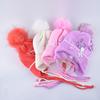 Warm Hats And Scarf Set For Girls Winter Knitted Lovely Kids Beanies With Imitation Fur Pompom Child