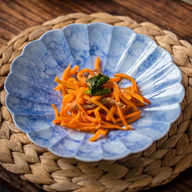 Креативные ретро-синие керамические тарелки, легкие, роскошные, ресторанные, макаронные десертные тарелки, изысканные блюда, изысканная бытовая посуда