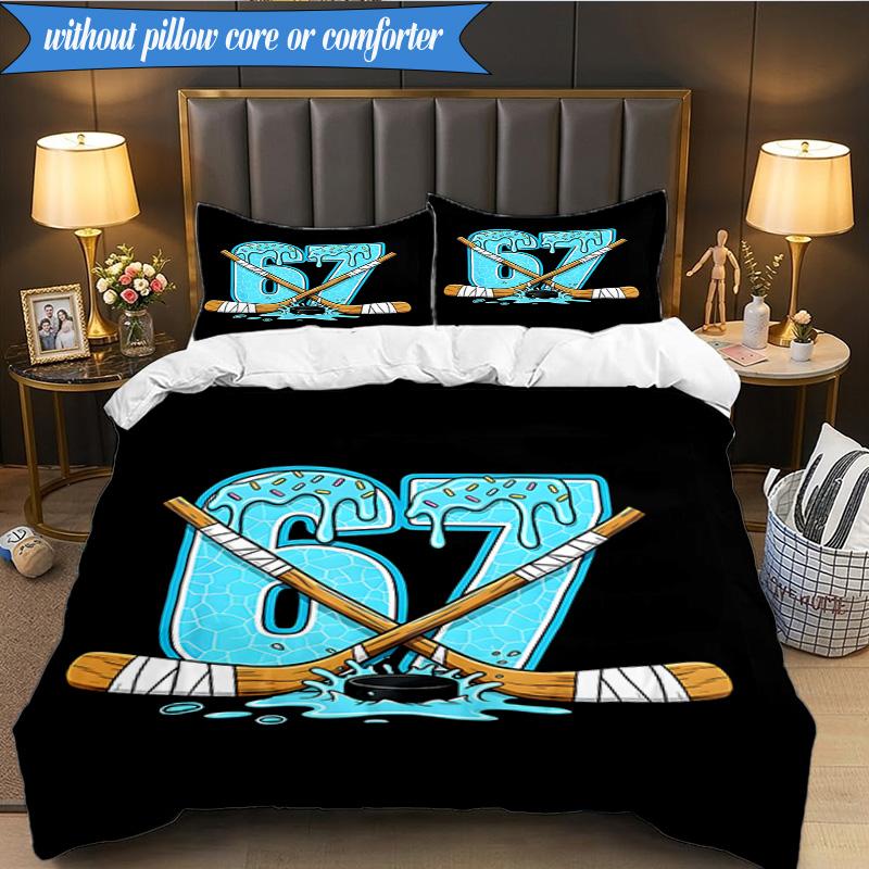 Summer Ice Cream Number 67 3pcs Bedding,Including 1pc Duvet Cover And 2pcs Pillowcases Perfect for Christmas,Ideal for Bedroom, Dormitory