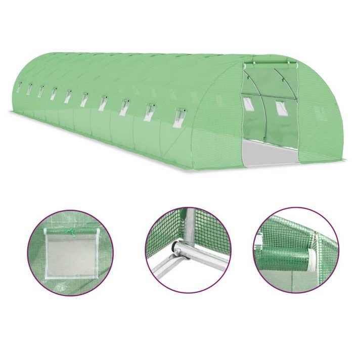 VidaXL Greenhouse Tent Shelter Plants Greenhouse Flowers Greenhouse Plants Garden Greenhouse Outdoor Greenhouse 45 M² Green 15x3x2 M 48156