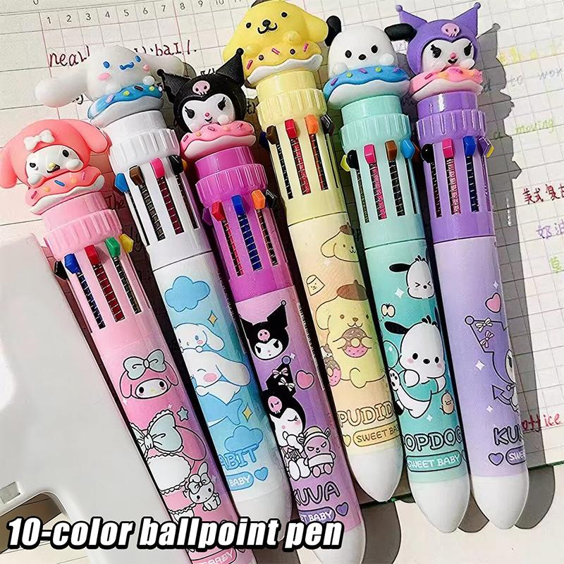10 Color Ballpoint Pen Neutral Pen Sanrio Big Head Pen For Kids Students Stationery Gift Stationery Supplies