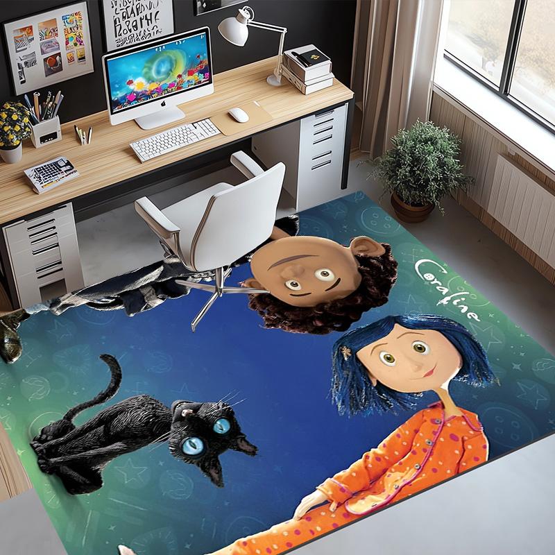 Coraline Pattern Rug, Indoor/Outdoor Mat, for Picnic, Gameroom, Bedroom, Office, Living Room, Home Decor Carpet, Birthday Gift