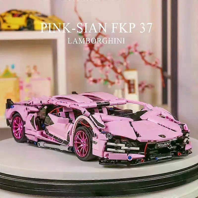 1280 шт. Розовый Сакура Спортивный автомобиль Строительные блоки Модель Город Гоночный автомобиль Серия Сборные кирпичи Игрушка для детей Рождественские подарки