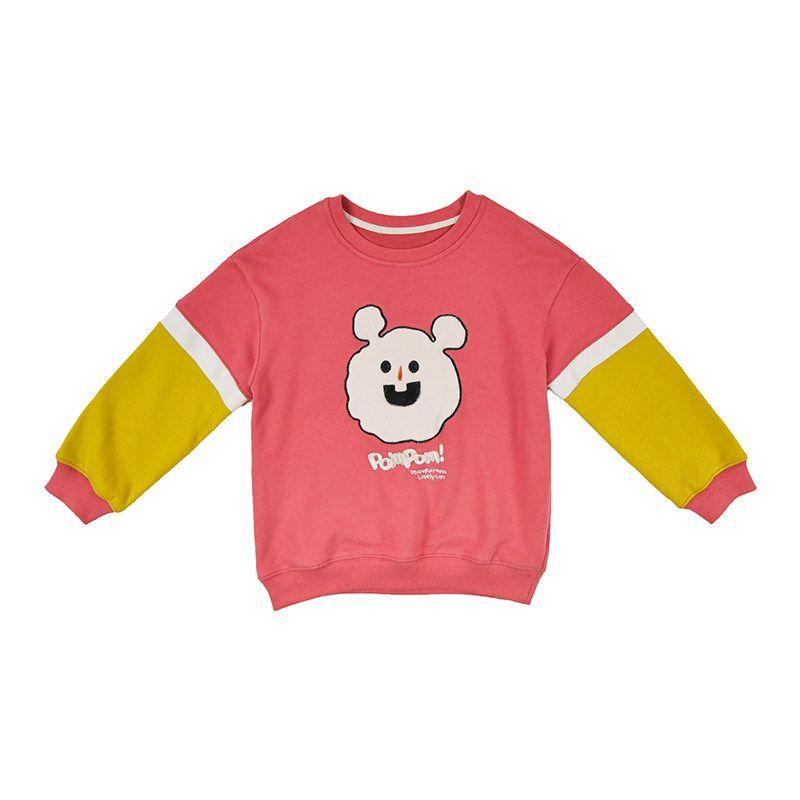 Toothpick Pill and Friends Girls' Autumn Sweatshirt Cartoon Cute Print Pullover Kids Patchwork Top