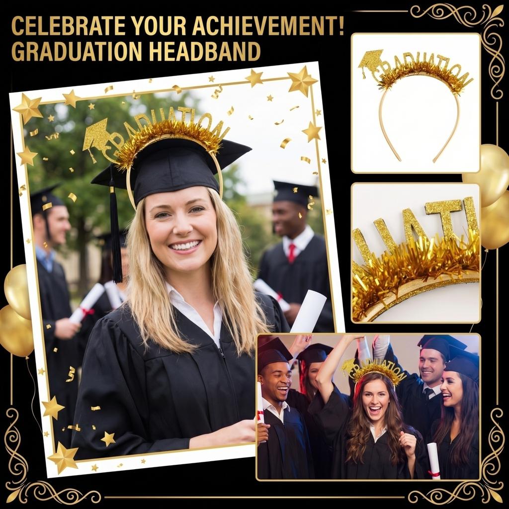 Graduation Decoration Bachelor's Hat Hair Hoop Graduation Party Funny Photography Props Decoration