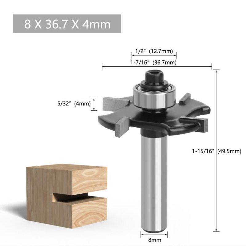 8mm Shank Four Blades T-Sloting Biscuit Joint Slot Cutter Jointing Slotting Router Bit Height Milling Cutter Woodworking