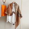 Deep Khaki 30% Silk 70% Wool Scarf Shawl Printed New Brand Fall Winter Women Triangle Silk Wool Scarves Wraps 130*200cm