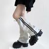 Fashion Drawstring Cargo Leg Warmers for Women Harajuku Side Double Striped Baggy Leg Covers Footless Socks Streetwear