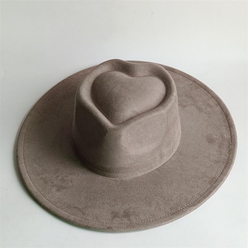 Vegan Suede Fedora Rancher Hats Blank Hats For Burning Multicolor Teardrop Shaped Top 9.5Cm Brim Unisex Jazz Hat Church Hat