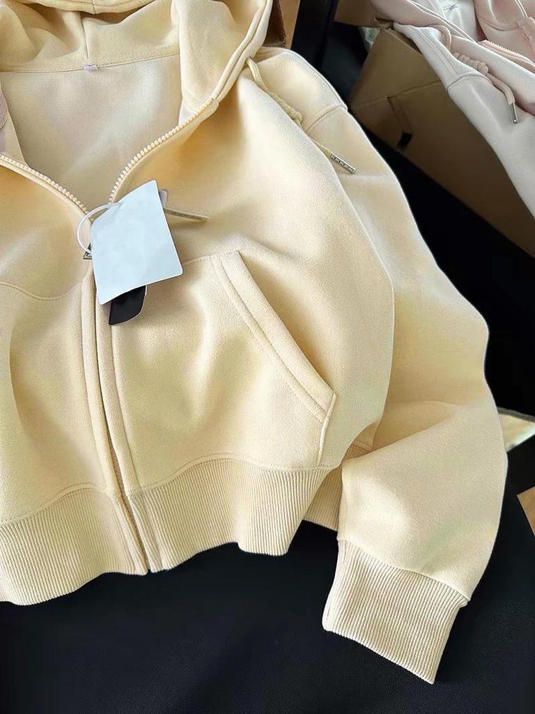 Женская белая толстовка с капюшоном в корейском стиле, куртка-кардиган на молнии