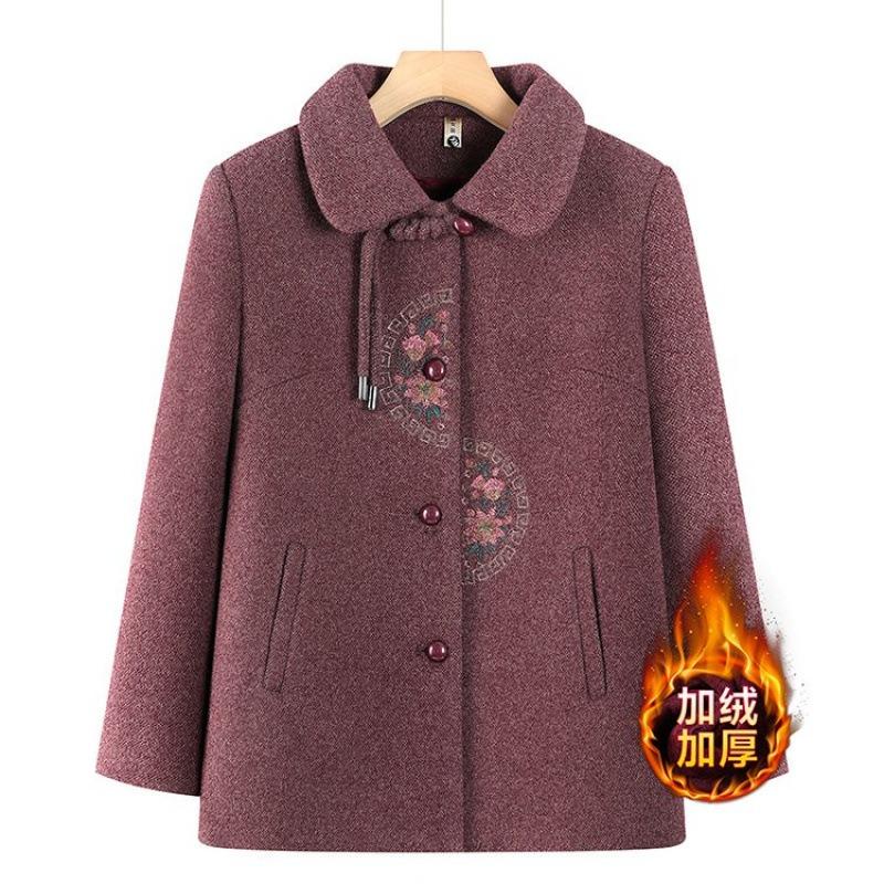 Winter woolen coat thickened old lady winter plush top clothes