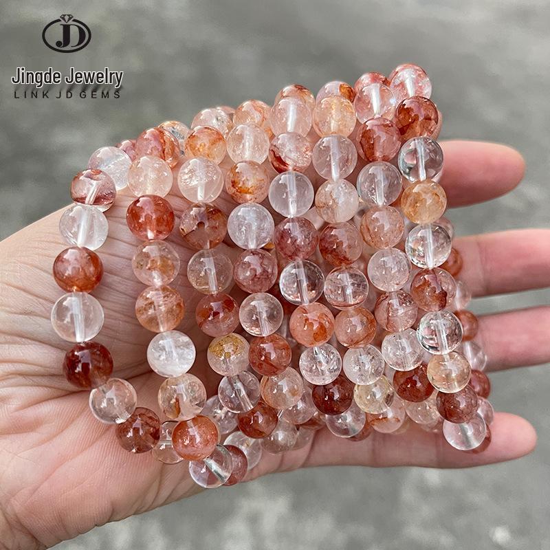 Jinde Natural Red Phantom Quartz Vintage Good Luck Crystal Beaded Bracelet