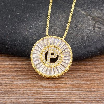 Nidin Name Initials A-Z 26 Zircon Letters Necklace Gold Color Alphabet Clavicle Chain Choker For Women Pendant Collar Jewelry