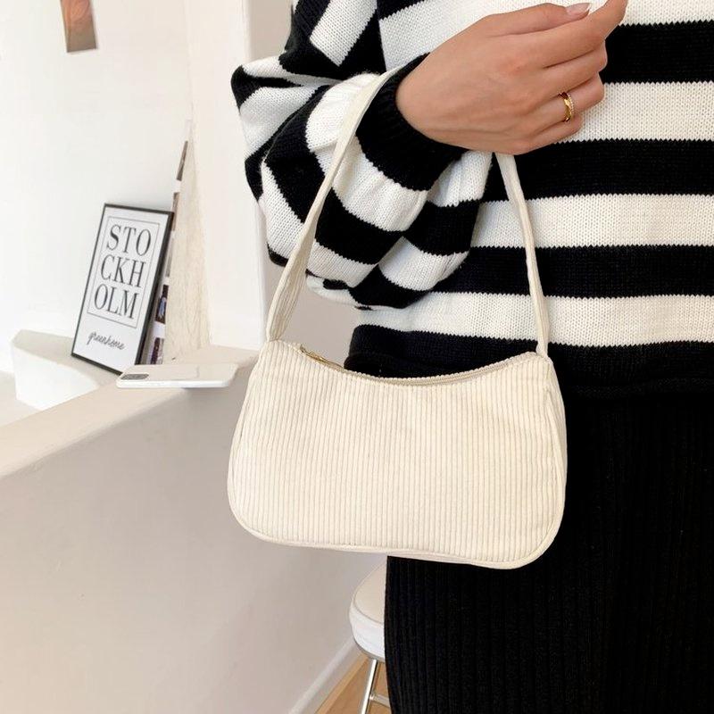 Corduroy Underarm Bag Casual Women Shoulder Bags Travel Armpit Shopping Pouch Phone Pouch Zipper Female Handbag Clutch
