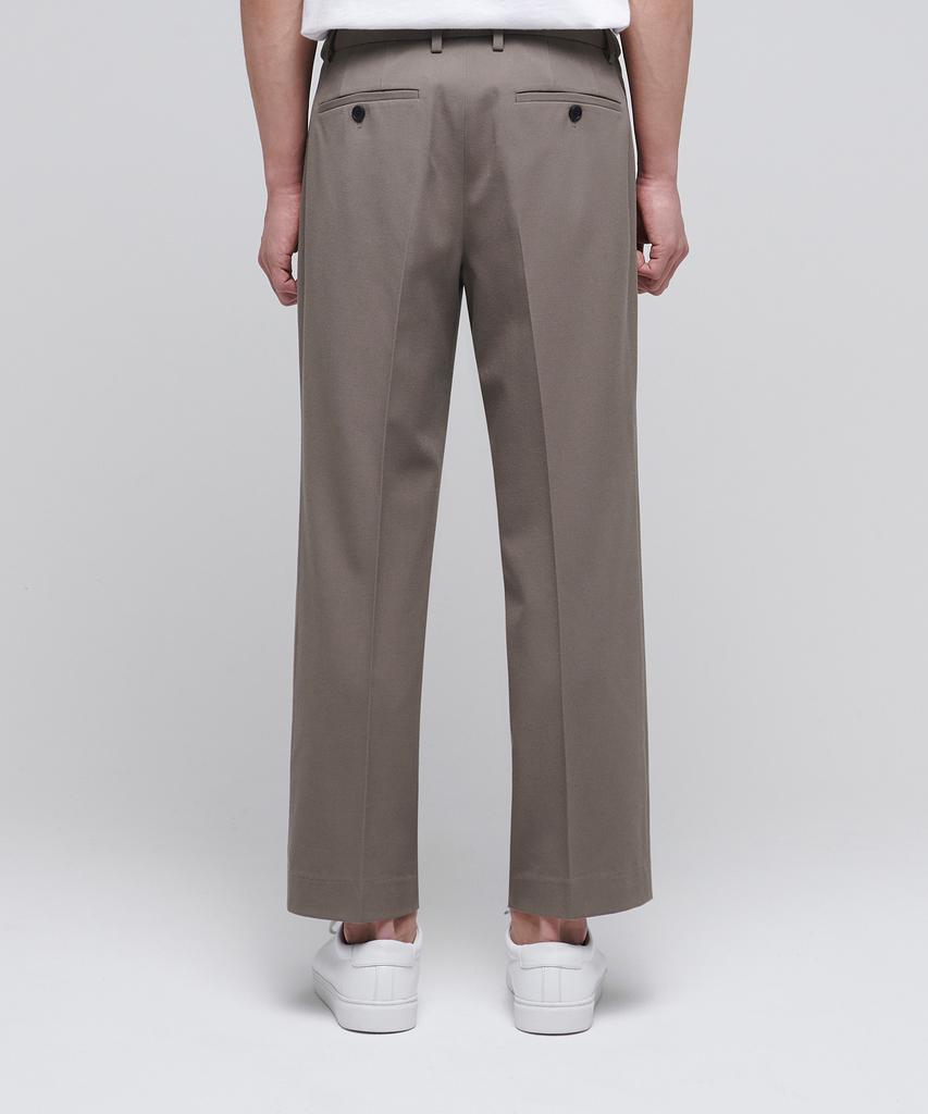 MUSINSA STANDARD Wide Hidden Banding Crop Slacks [Dusty Beige]