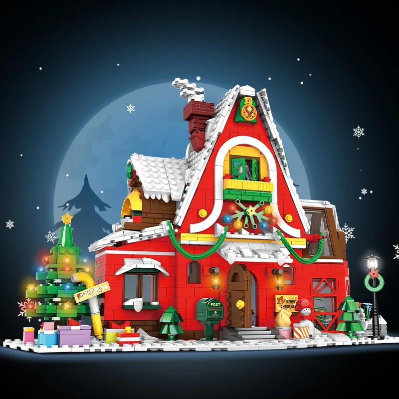 City Creativity Winter Village Christmas House Christmas ART House Model Building Blocks Bricks Kids Toys Christmas Gift