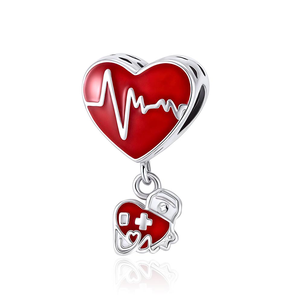 Новые медные красные шармы бусина-сердце для медицинского персонала подходят для оригинального браслета-шарма для женщин DIY изготовление модной бижутерии вишня