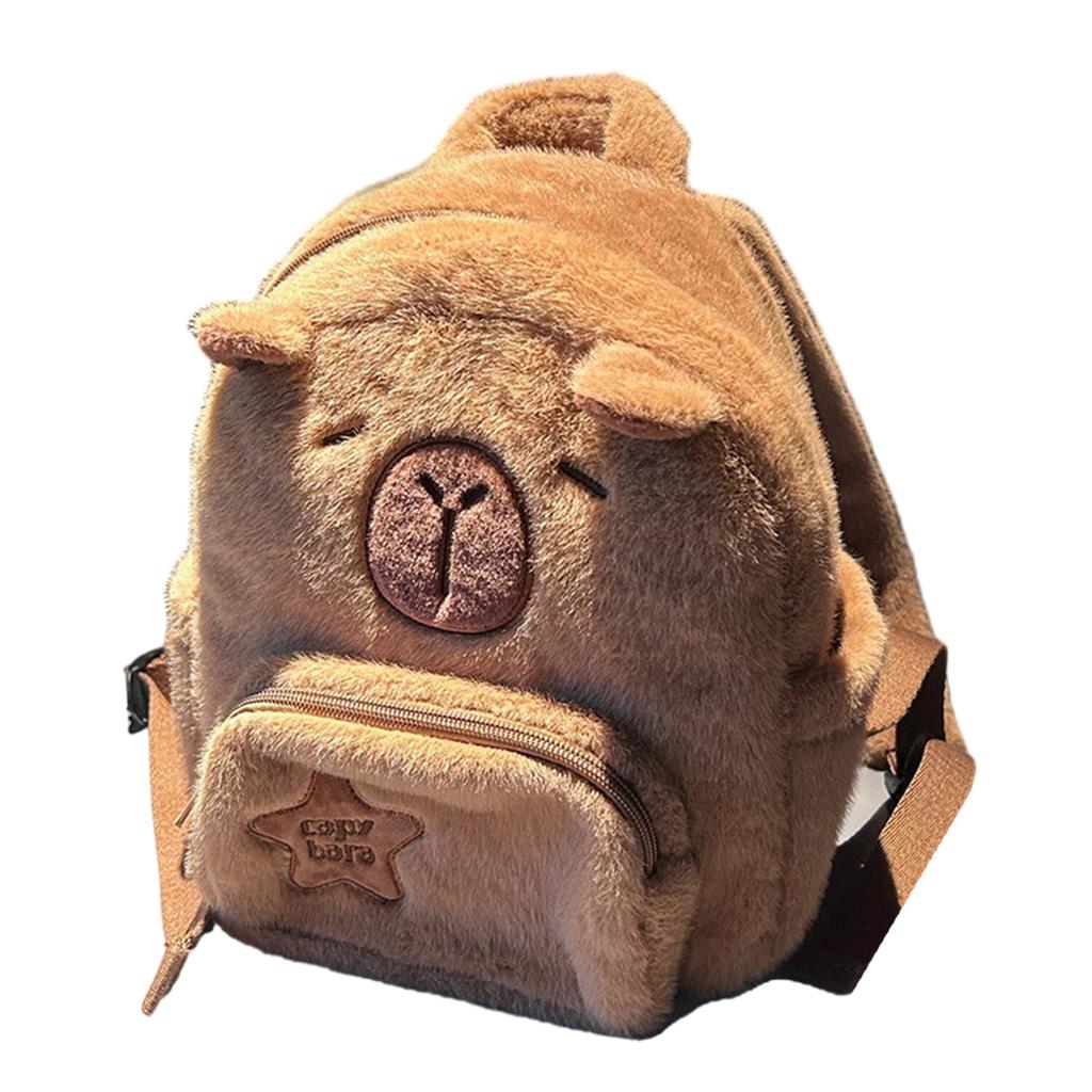 Plush Capybara Backpack Cute Cartoon Animal Stuffed Dolls Shoulder Bag for Students Teens School Bag Crossbody Handbag