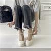 2024 New Women's Shoes French Bow Fairy Style Thick Heel Round Toe Mary Jane Solid Color Sweet Elegant Versatile Women's Shoes