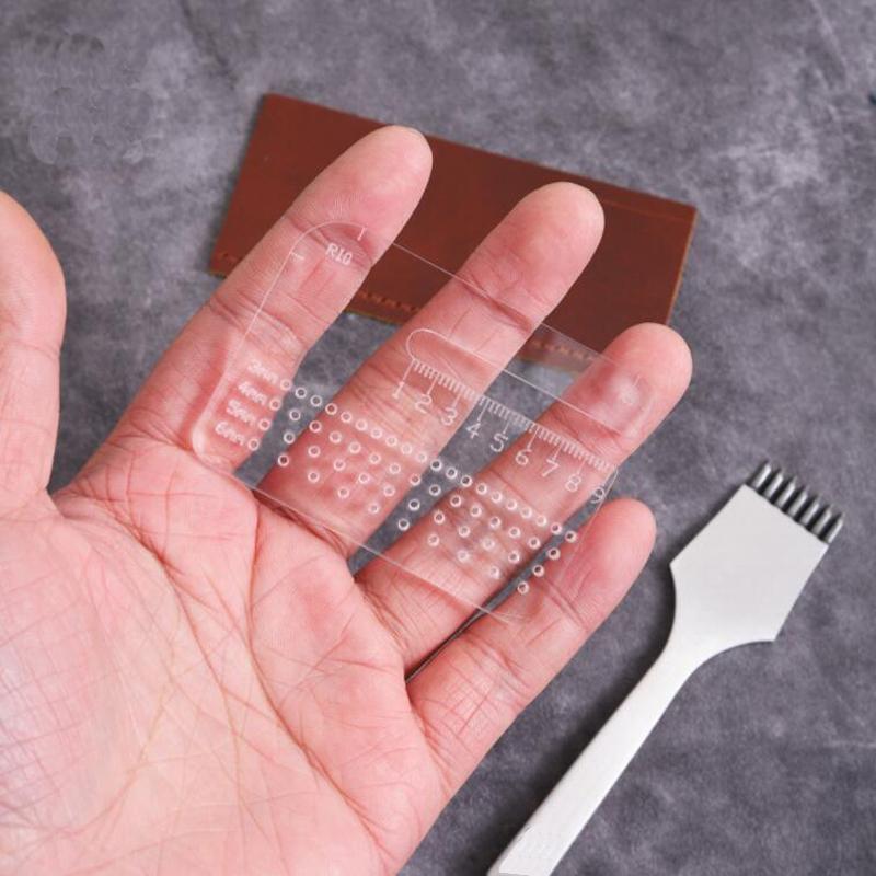 Утолщенный режущий инструмент толщиной 4 мм, акриловая линейка для резки с закругленными углами, вспомогательный ручной инструмент для резки кожи с прозрачным покрытием