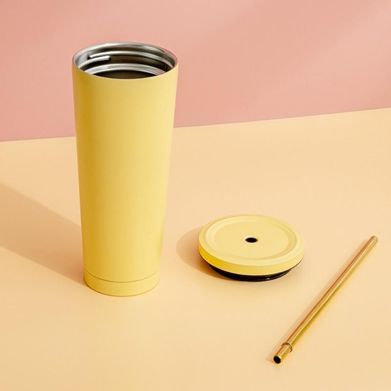 500/750ml Stainless Steel Mug with Straw Reusable Flask Metal Coffee Milk Water Bottle Office Portable Large Capacity Thermos