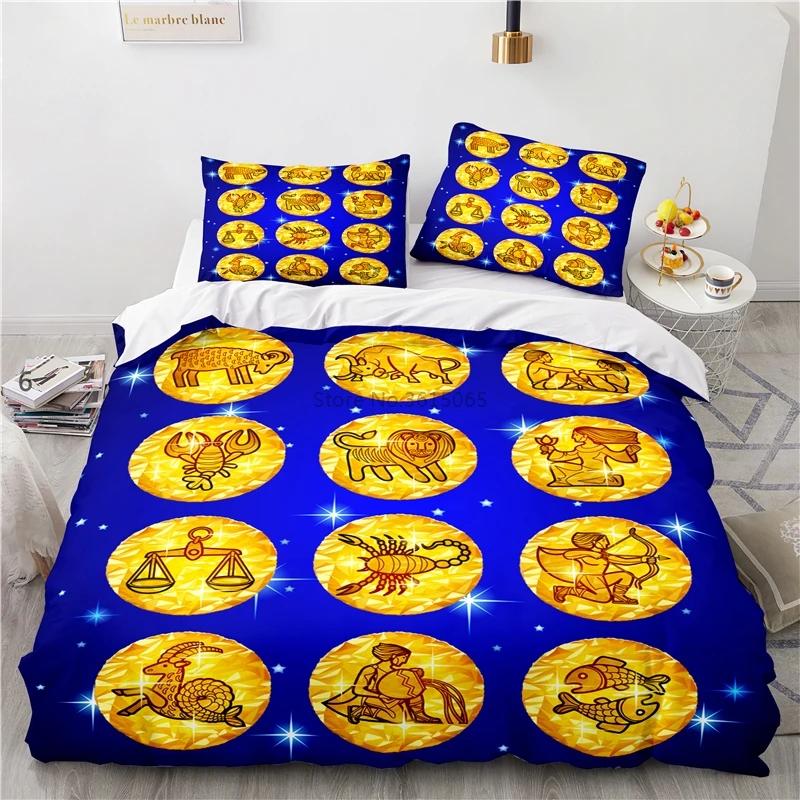 Zodiac Constellation Starry Sky Printed Duvet Cover Set Pillowcase 3d Bedding Set Europe/Australia/USA Twin Full Queen King Size