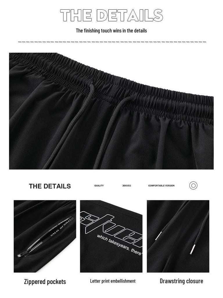 Мужские спортивные шорты до колена из ледяного шелка с быстрой сушкой - Летние, свободного кроя, модные и повседневные