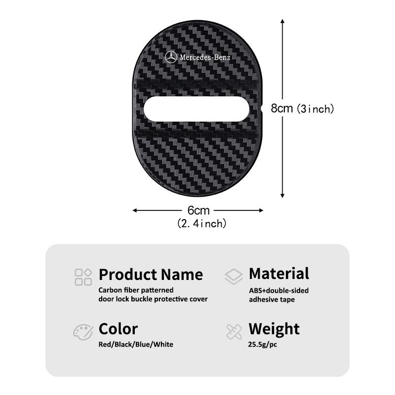 For Benz 4PCS Car Door Lock Anti Rust Sleeve Carbon Fiber Pattern Protective Accessories CLS SLK Sport ML C200 C260 C300 W205