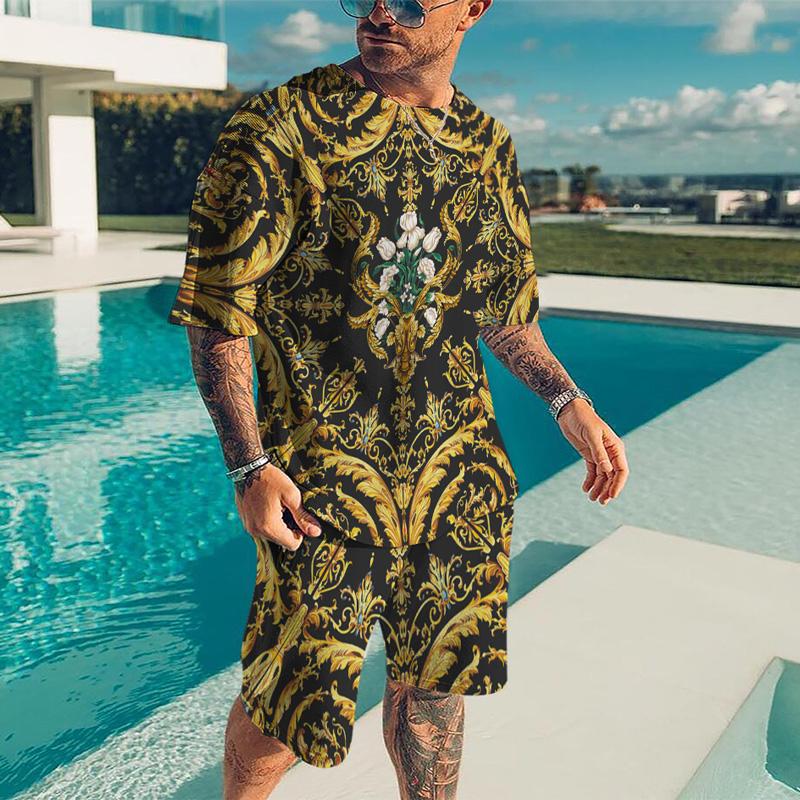 Мужская футболка с 3D принтом, комплект футболок с круглым вырезом и короткими рукавами, летняя футболка большого размера, мужской спортивный костюм, комплект из 2 предметов, футболка XXS-6XL