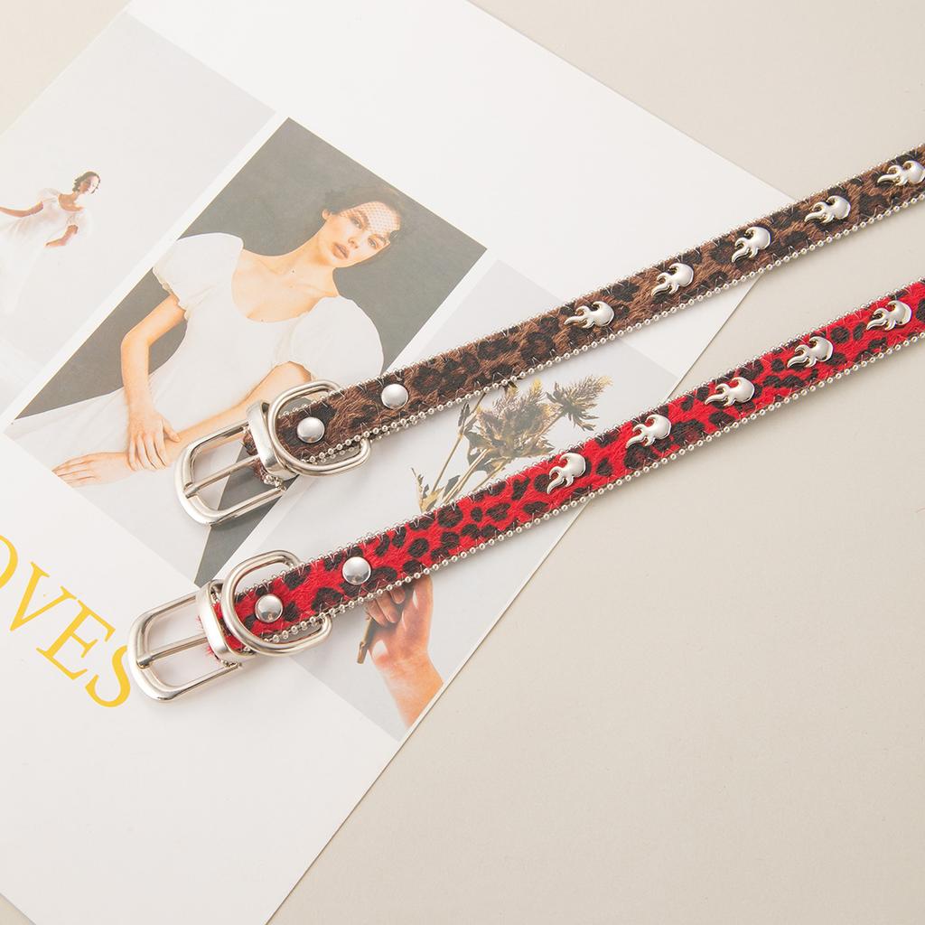 Sweet Cool Babes Personalized Wind Leopard Print Y2K Necklace Retro Metal Flame High-End Punk Niche Fashion Accessories