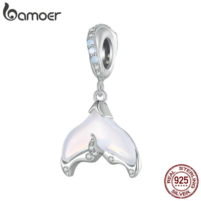 BAMOER Стерлингового Серебра 925 пробы Радуга Медуза Очарование Хвост Русалки Подвеска Мечта Океан Бусины Подходит DIY Браслет Ожерелье Ювелирные Изделия Сделать