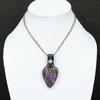 Natural Purpurite, Moonstone Gemstone Copper Wire Wrap Pendant 2.68" B6L90