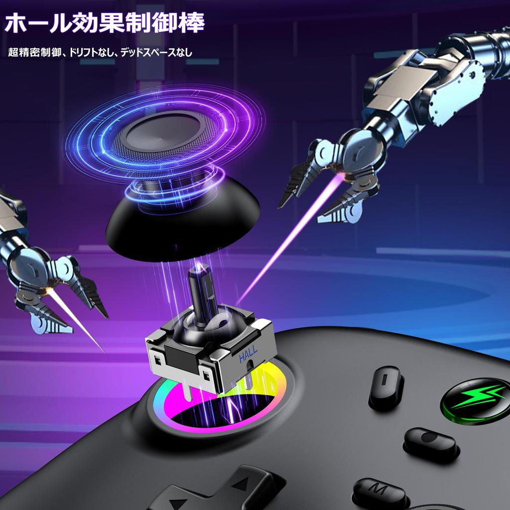 Switch Controller with Macro Program Rapid Fire Wireless Pro Gyro 4 Vibration and Back Compatible with Switch Switch and iOS Editing, 3-Step Function,