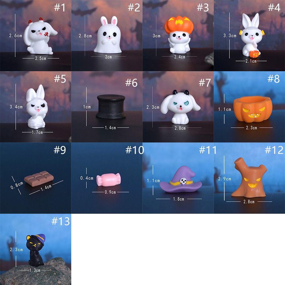 Pumpkin Black Cat Halloween Rabbit Ghost Figurines Micro Figurine Ornaments  Garden Outdoor Decor