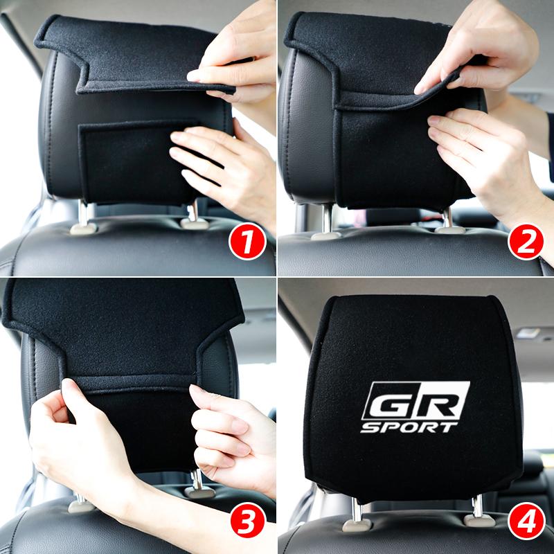 wszbn9 1PCS Car seat headrest cover for  for Toyota GR Sport TRD Auris Camry C-HR Rav4 Aqua Yaris Corolla accessories car styling