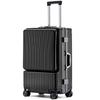 24-Inch Aluminum Frame Front-Opening Multifunctional Trolley Suitcase with Password Lock for Men
