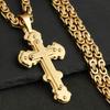 Orthodox Cross Pendant Necklaces for Men Stainless Steel Catholic Jesus Necklace  Silver Color Byzantine Chains Male Jewelry