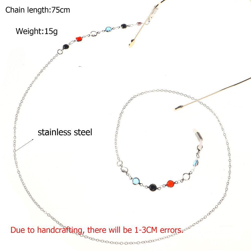 Цепочка для очков из нержавеющей стали со стеклянными бусинами, шнурок для очков, ожерелье для очков, аксессуары для очков