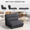 Bean Bag Chair with Bed Function, Reclining Backrest, Foldable, up to 120kg, 70 x 72 x 56 cm, Dark Gray