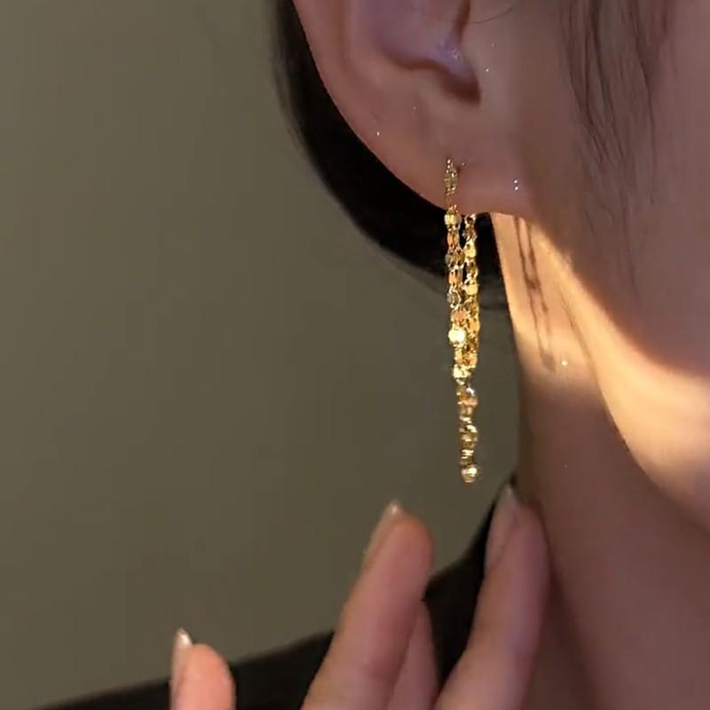 Игольчатые серьги-кисточки с двухслойной цепочкой спереди и сзади для женщин
