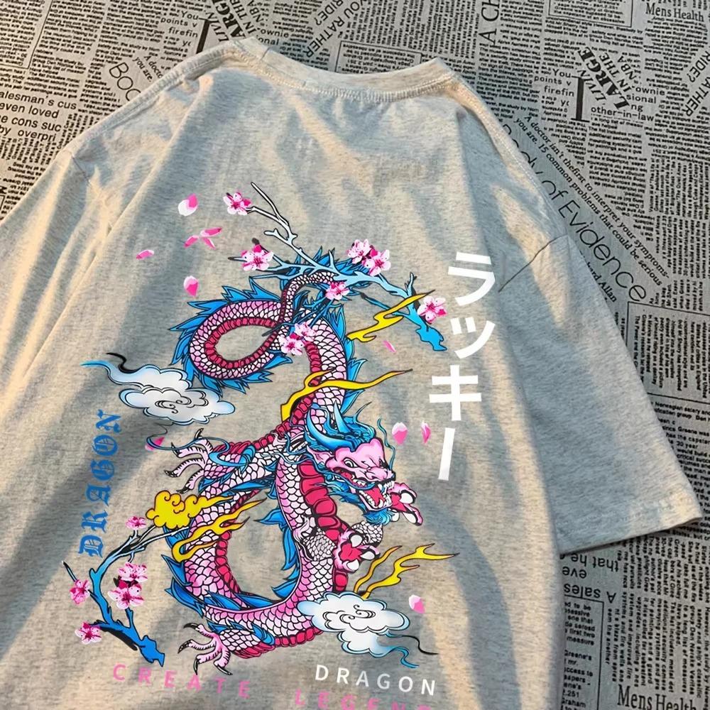 Дракон создает благоприятные облака для мужчин и женщин, узор футболки, узор толстовки, летние новые топы, футболки с круглым вырезом для пар