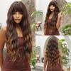 Long Curly Wigs Brown Loose Wavy Synthetic Wig With Bangs Chocolate Brown for Women Afro Wig Daily Party Use Heat Resistant Wigs