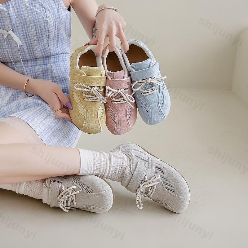 Мода 2025 Весна Новые Женские Модные Ретро Повседневные Низкие Кроссовки Сетчатые Дышащие Мягкая Подошва Удобные Нескользящие На Шнуровке Плоские Кроссовки