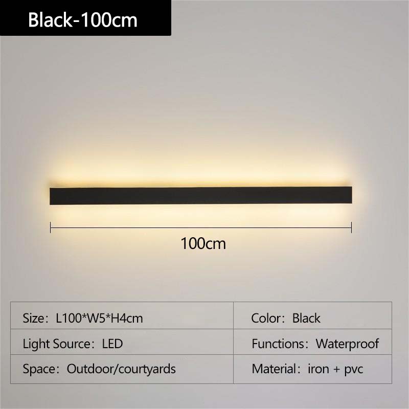 Наружный водонепроницаемый настенный светильник Светодиодный линейный светильник бокового свечения для балкона, патио, боковой части двери, прихожей, сада, гаража